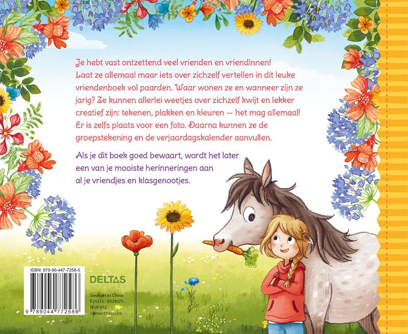 Achterkant van Dol op paarden vriendenboek