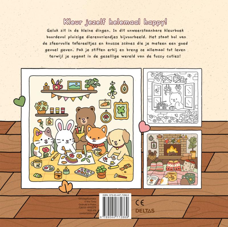Achterkant van Fuzzy Cuties Cute & Comfy kleurboek Vivi Tinta