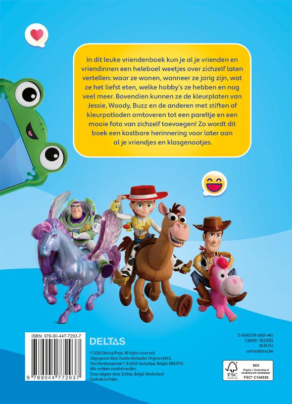 Achterkant van Disney Toy Story 5 vriendenboek