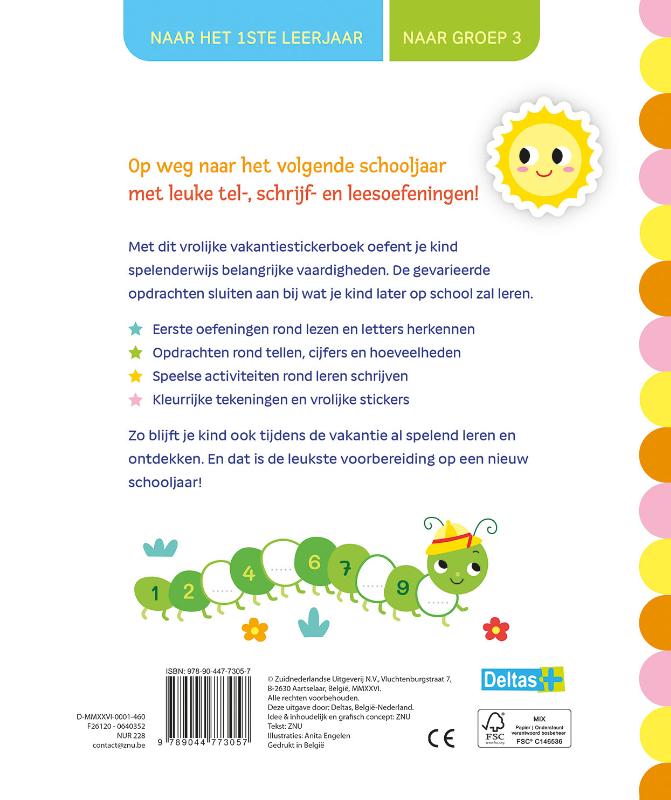 Achterkant van Vakantie oefenboek met stickers