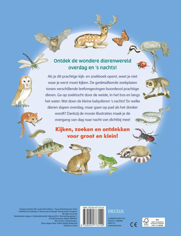 Achterkant van Kijk- en zoekboek - Dag en nacht bij de dieren