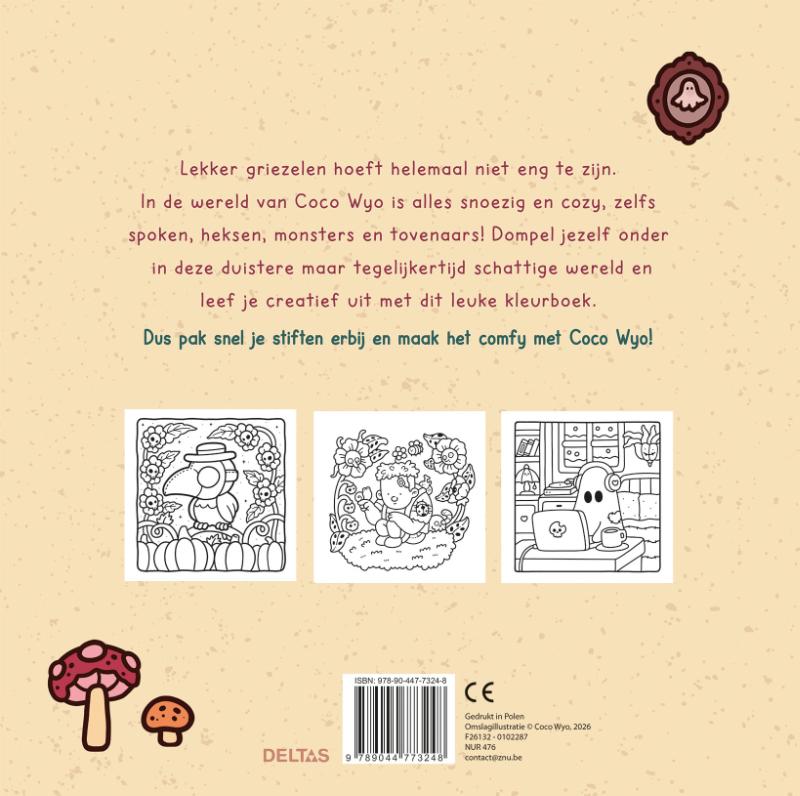 Achterkant van Spooky Cutie Cute & Cozy kleurboek Coco Wyo