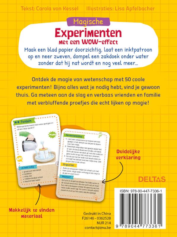 Achterkant van Magische experimenten met een WOW-effect - doos met kaarten