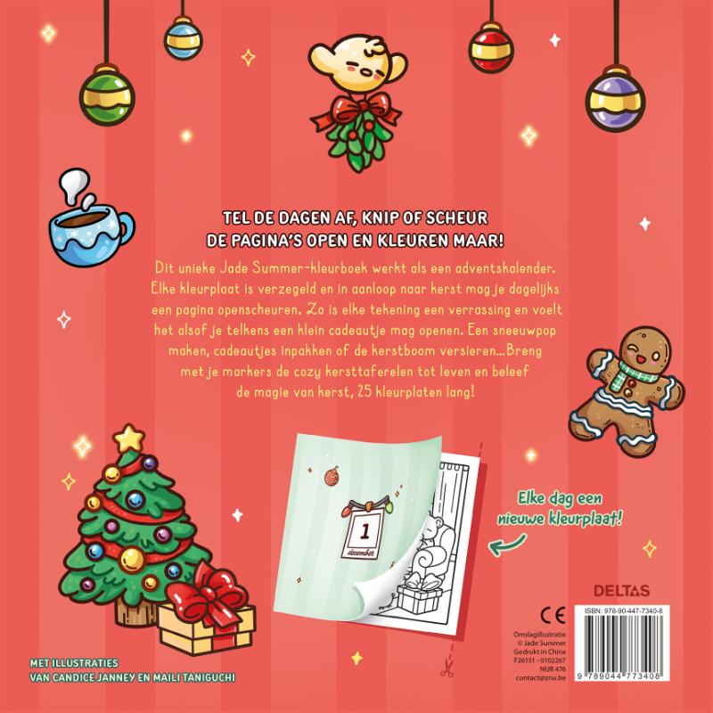 Achterkant van Cozy Christmas Adventskalender om in te kleuren Jade Summer