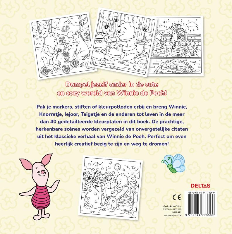 Achterkant van Disney Cute & Cozy kleurboek Winnie de Poeh