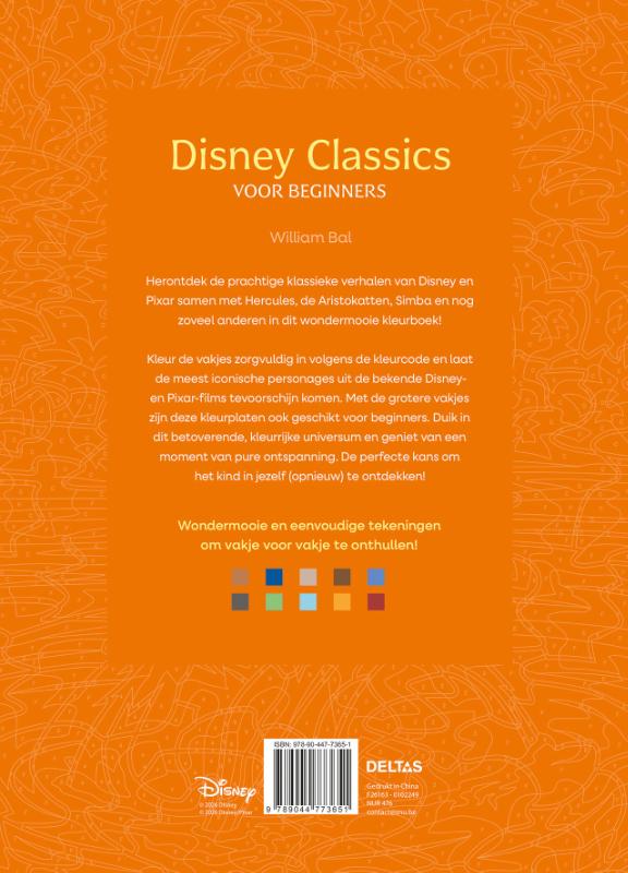 Achterkant van Disney Classics voor beginners - Kleuren op nummer voor volwassenen