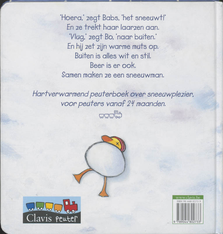Achterkant van Bo en Babs in de sneeuw