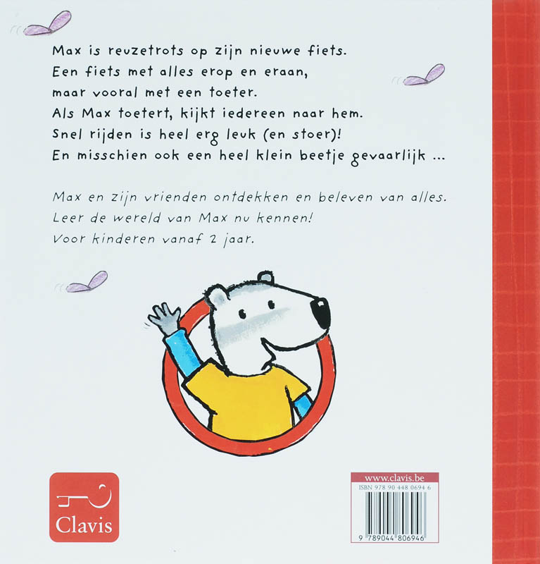 Achterkant van Max op de fiets