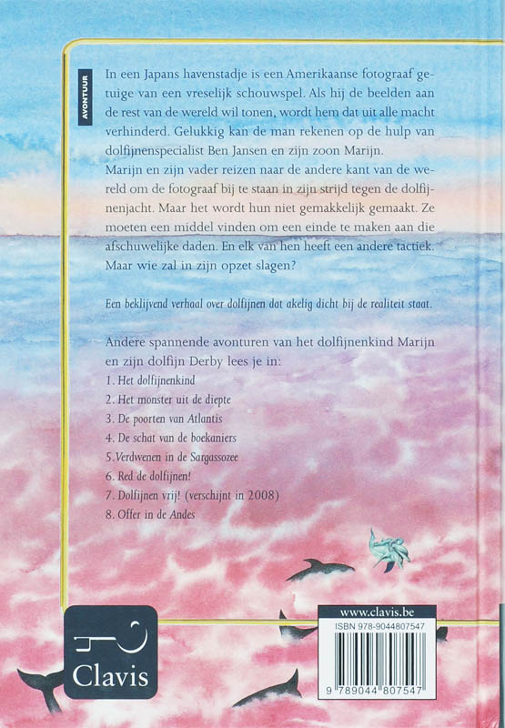 Achterkant van Red de dolfijnen!