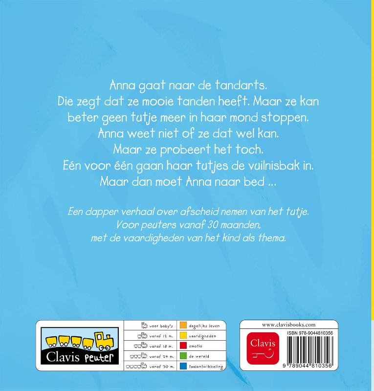 Achterkant van Anna gooit haar tutjes weg