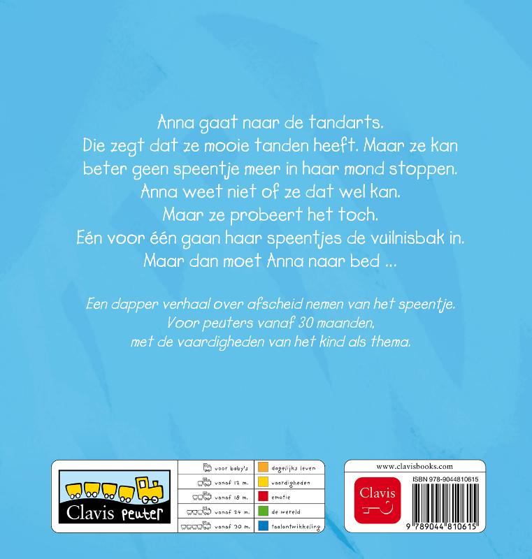 Achterkant van Anna gooit haar speentjes weg