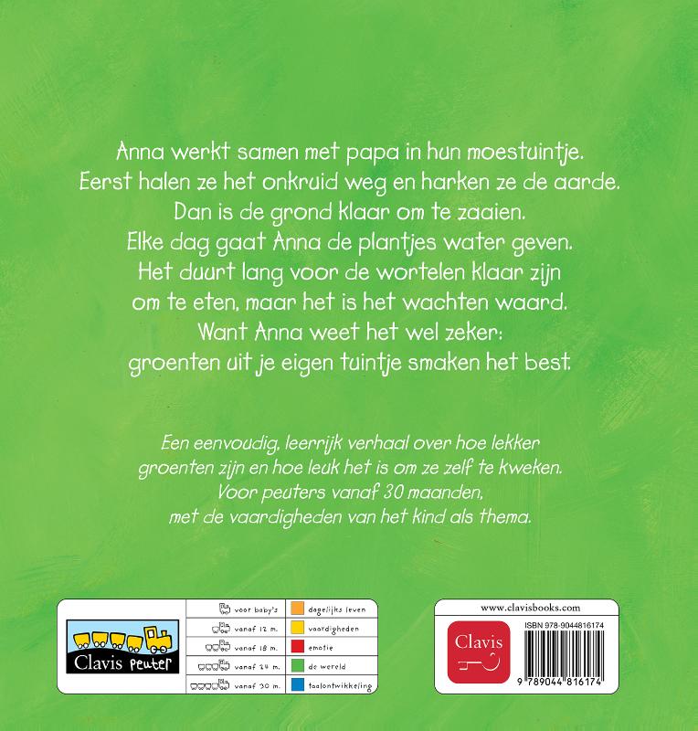 Achterkant van Anna en haar groentetuintje