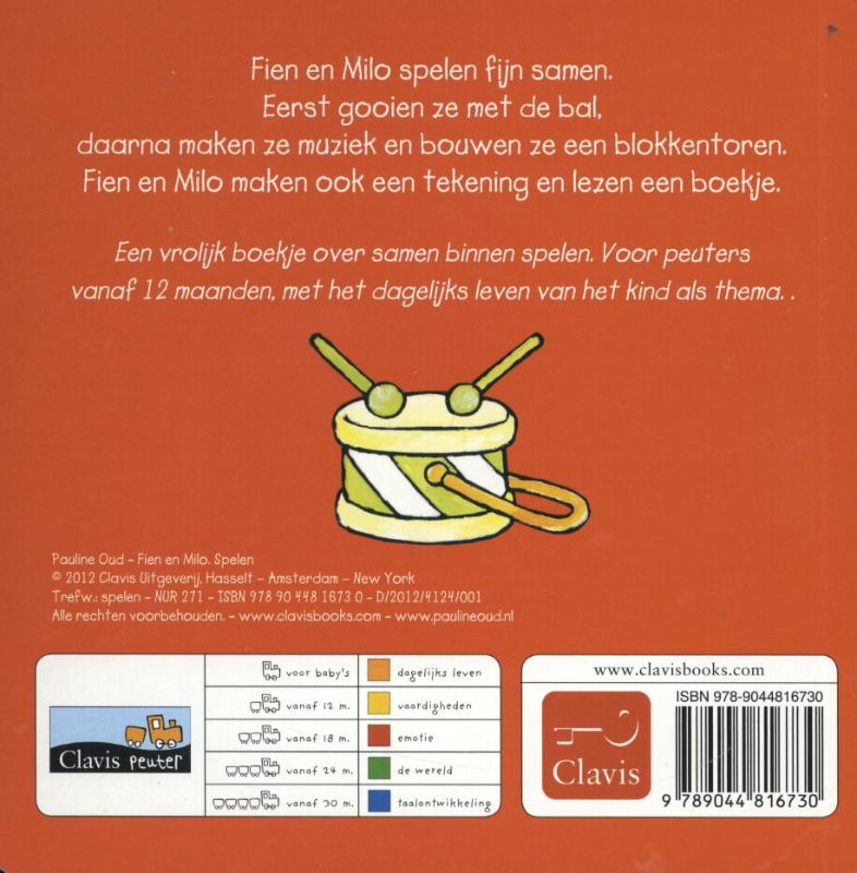 Achterkant van Fien en Milo spelen