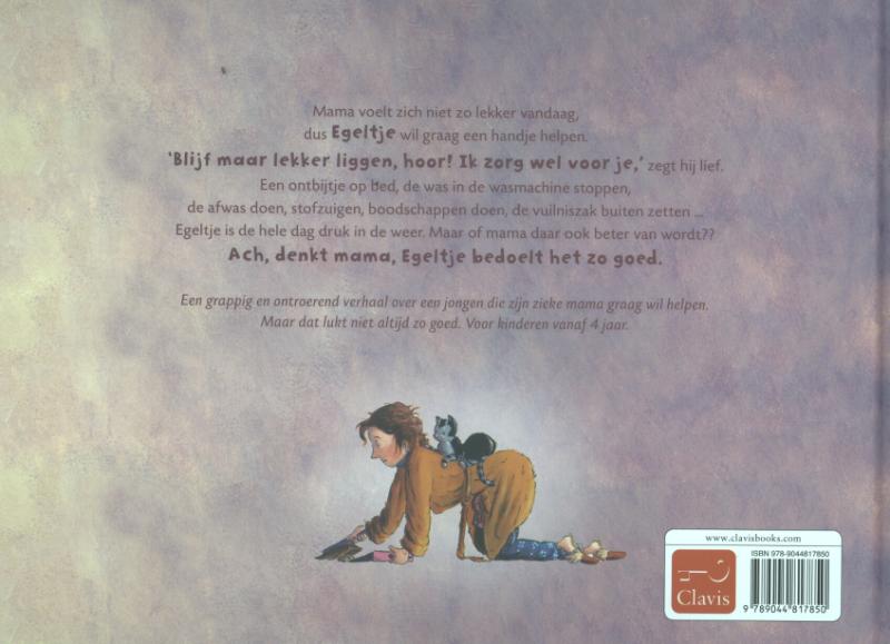 Achterkant van Egeltje helpt mama