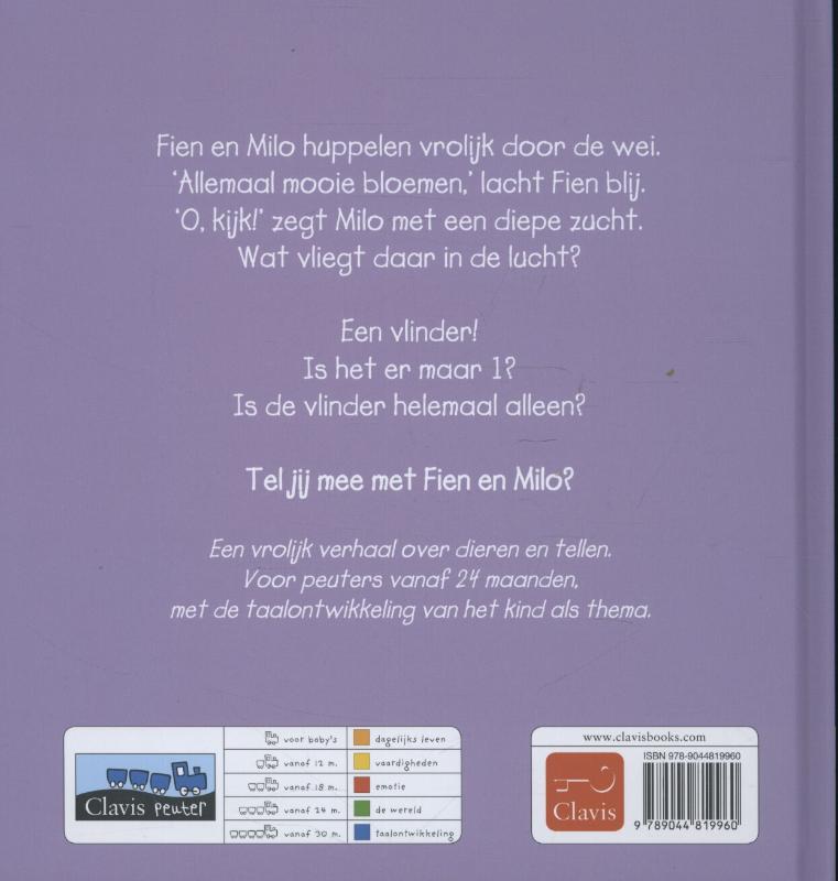 Achterkant van Diertjes tellen met Fien en Milo