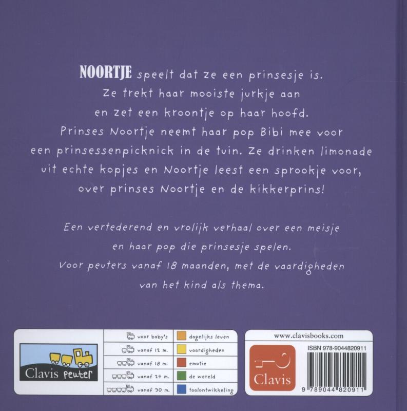 Achterkant van Noortje speelt prinsesje