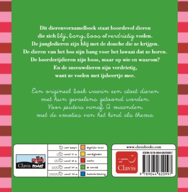 Achterkant van Aap is blij. Allemaal diertjes op een rij
