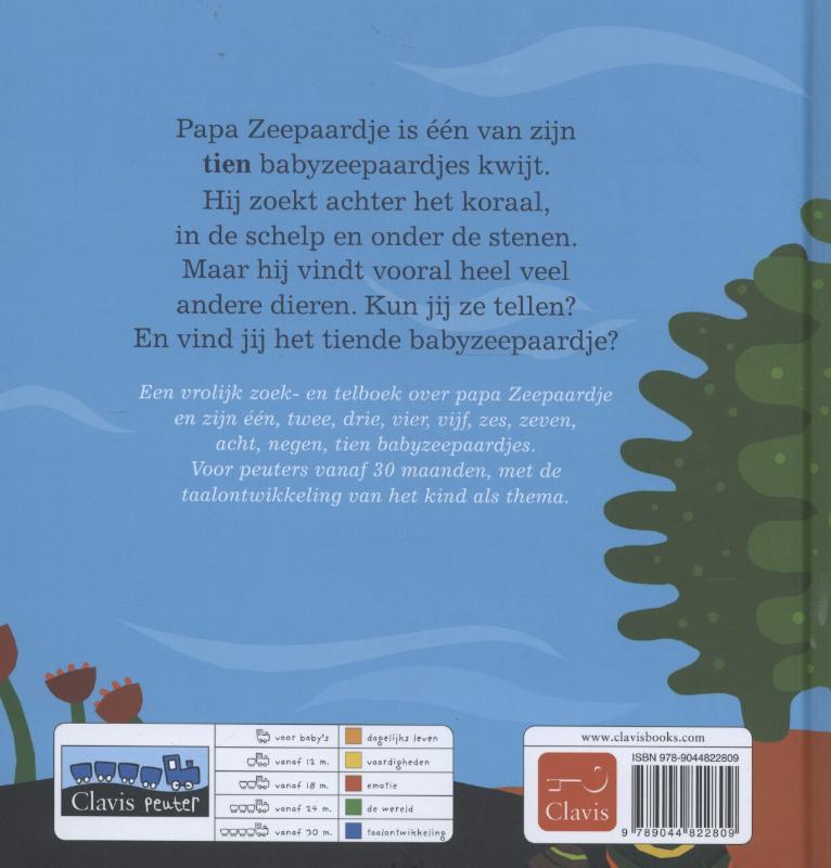 Achterkant van De zoektocht van papa zeepaardje