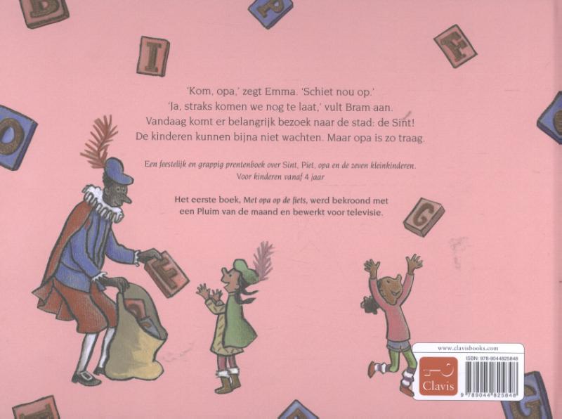 Achterkant van Met opa naar de Sint