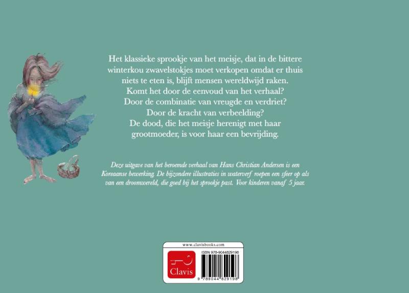 Achterkant van Het meisje met de zwavelstokjes
