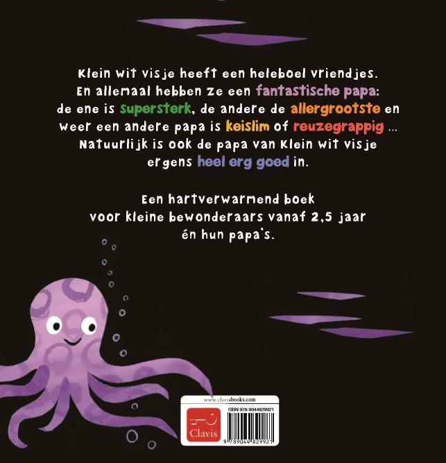 Achterkant van Klein wit visje en zijn papa