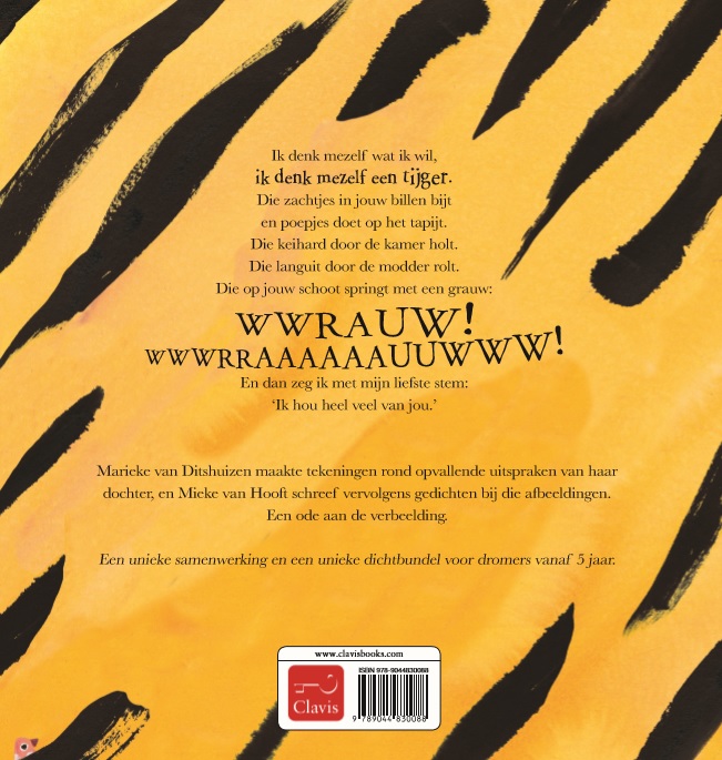 Achterkant van Ik denk mezelf een tijger