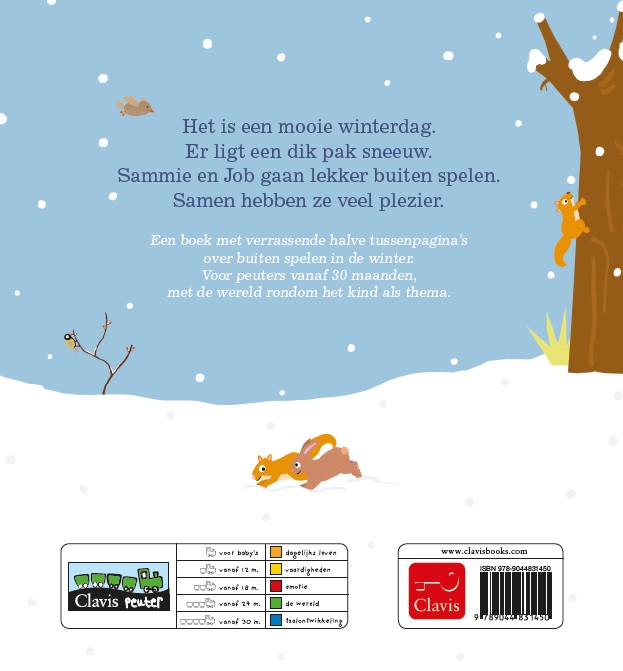 Achterkant van Sammie in de winter