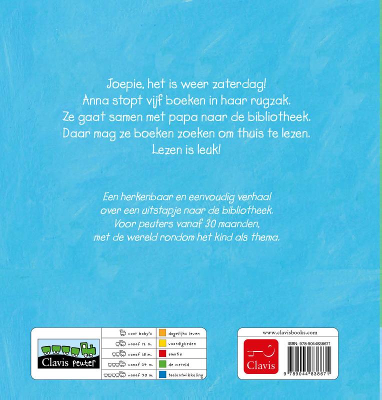 Achterkant van Anna in de bibliotheek
