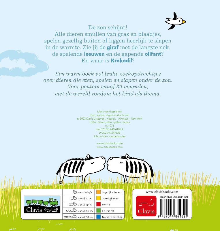Achterkant van Eten, spelen, slapen onder de zon