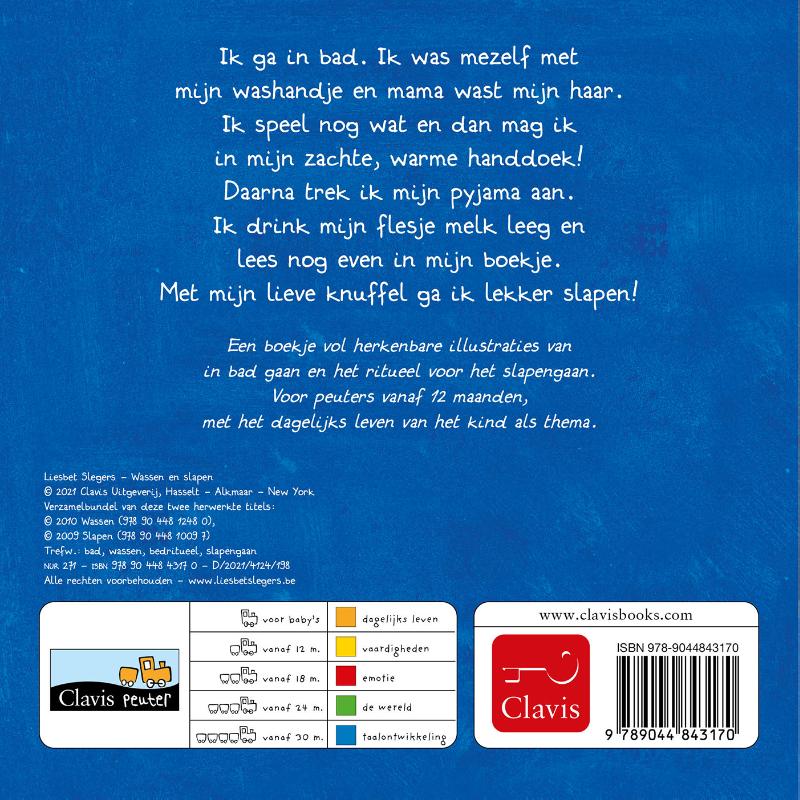 Achterkant van Wassen en slapen