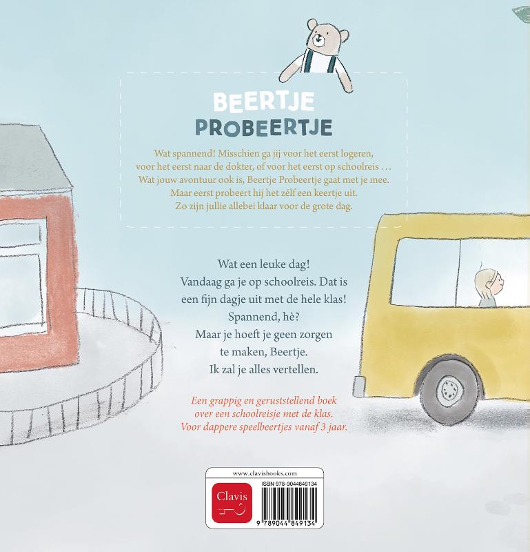 Achterkant van Beertje Probeertje gaat op schoolreis