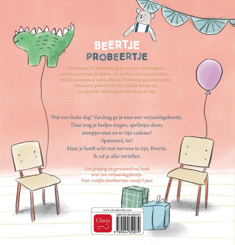 Achterkant van Beertje Probeertje gaat naar een verjaardagsfeestje