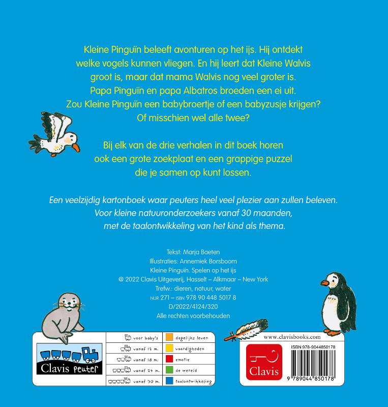 Achterkant van Kleine Pinguïn. Spelen op het ijs