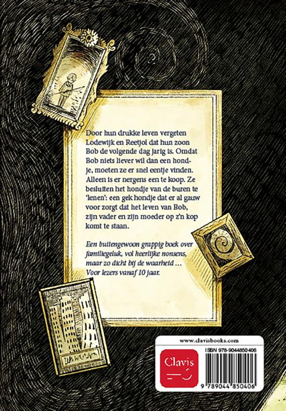 Achterkant van Het hondje van de buren