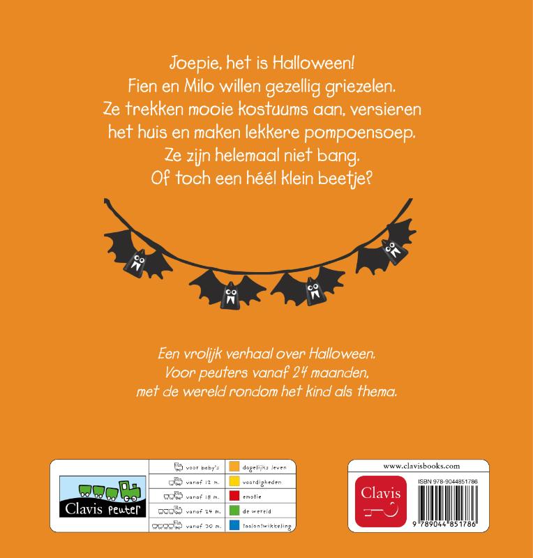 Achterkant van Halloween met Fien en Milo