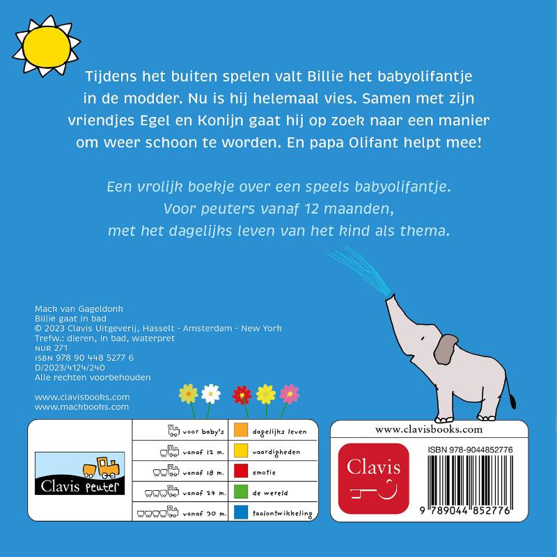 Achterkant van Billie gaat in bad
