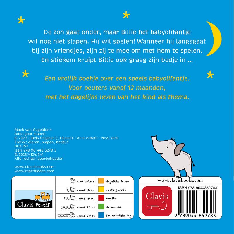 Achterkant van Billie gaat slapen