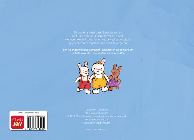 Achterkant van Vakantiekalender Rikki
