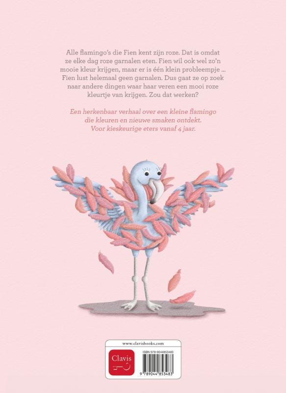 Achterkant van Flamingo Fien lust geen roze