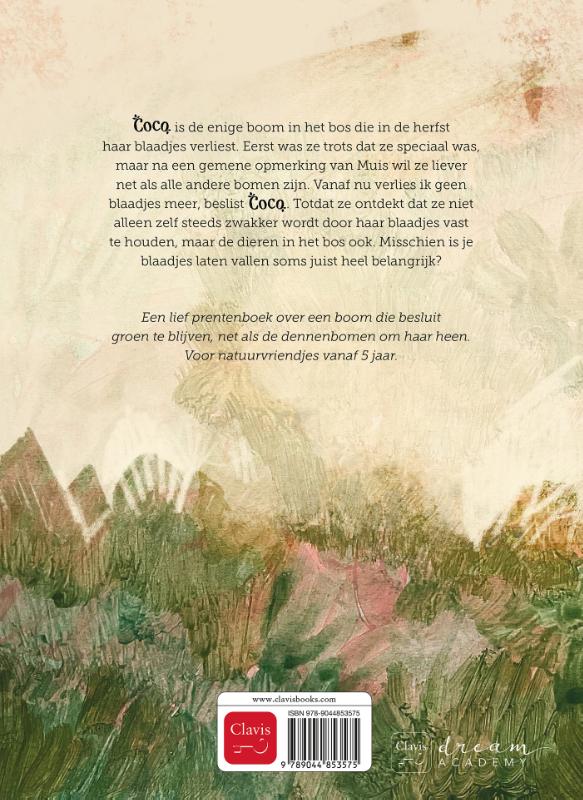 Achterkant van CoCo houdt haar blaadjes vast