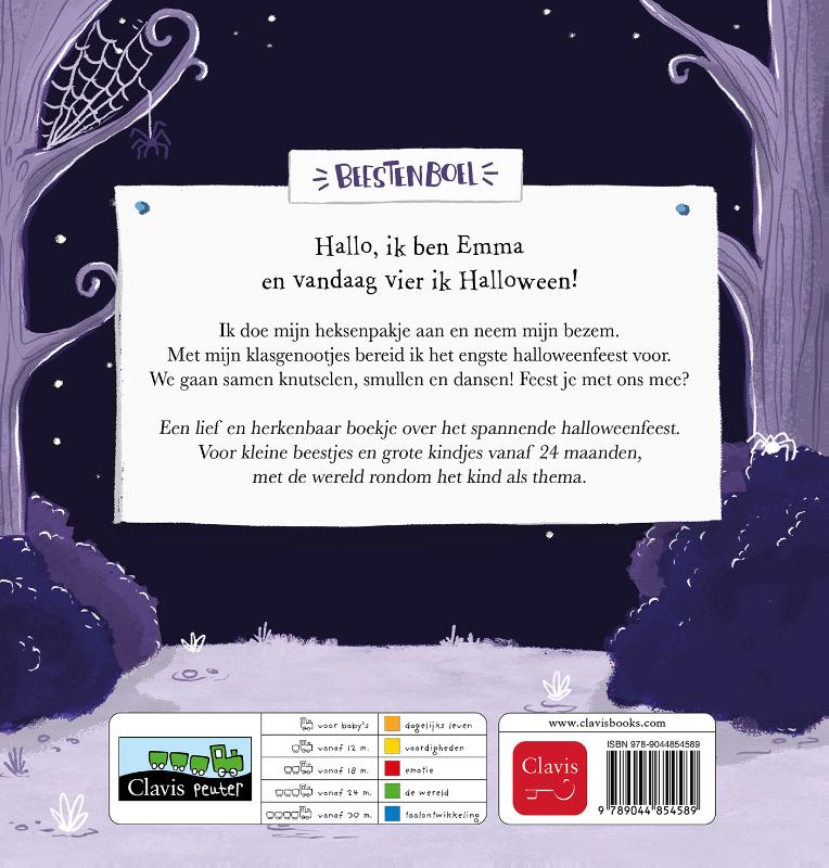Achterkant van Emma viert Halloween