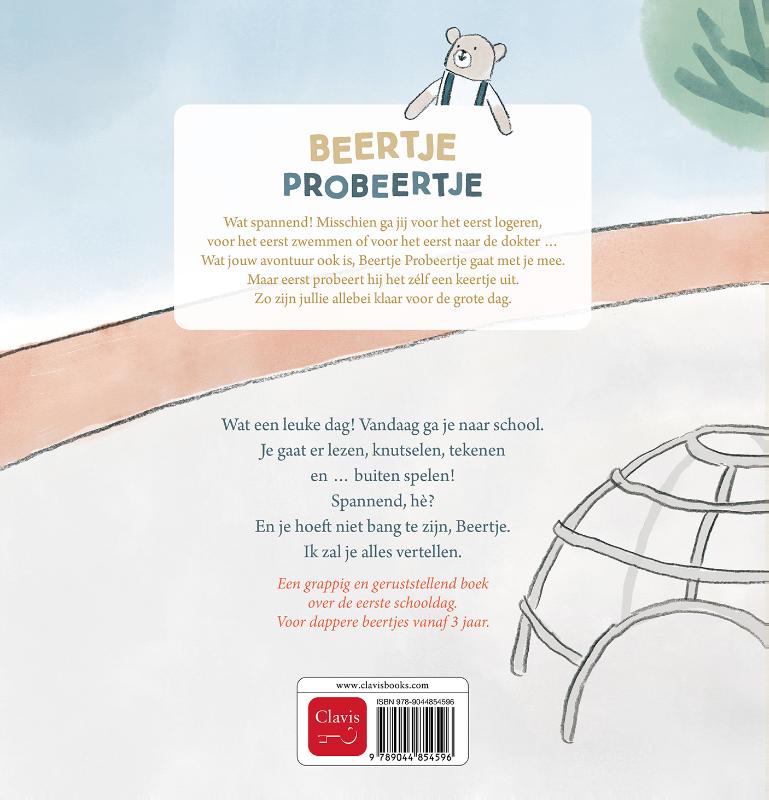 Achterkant van Beertje Probeertje gaat naar school