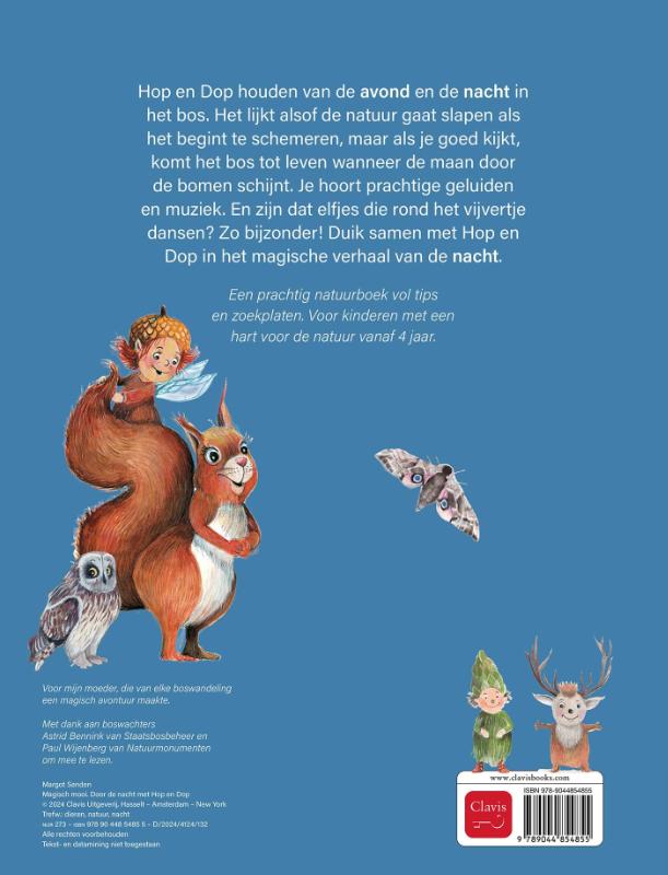Achterkant van Door de nacht met Hop en Dop