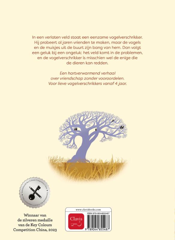 Achterkant van De vriendelijke vogelverschrikker