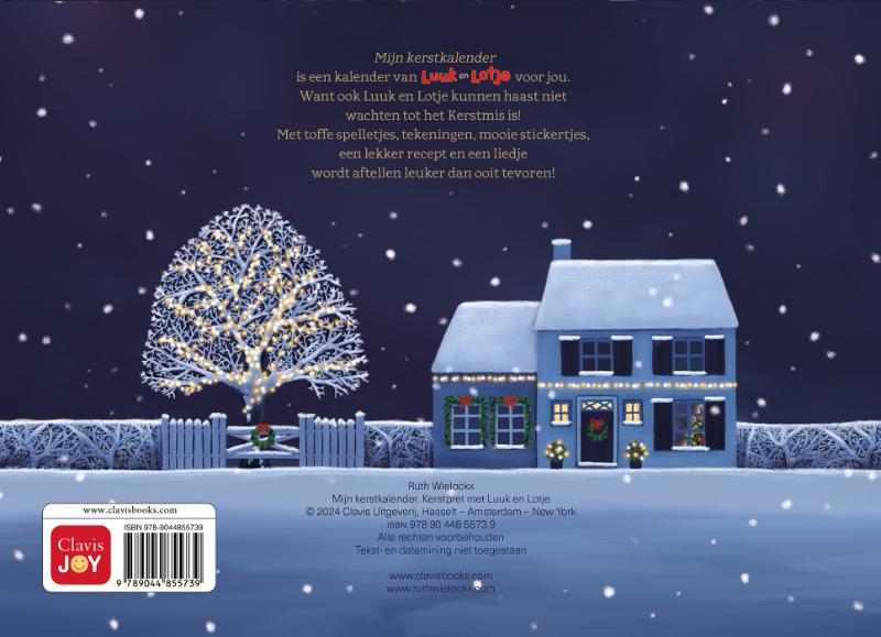Achterkant van Mijn kerstkalender. Kerstpret met Luuk en Lot