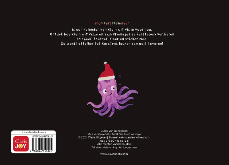 Achterkant van Mijn kerstkalender. Kerstpret met Klein wit visje