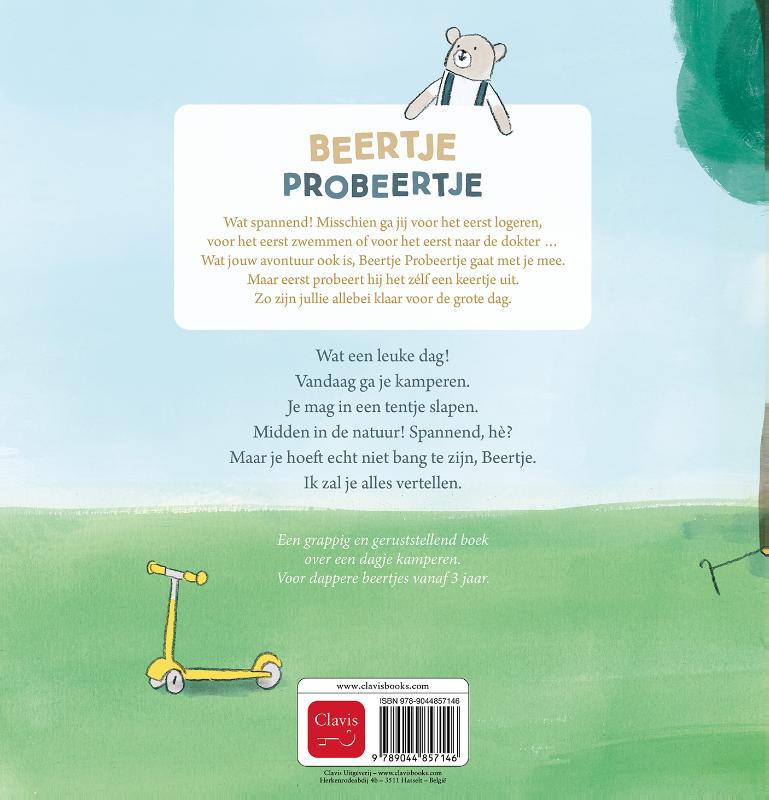 Achterkant van Beertje Probeertje gaat kamperen
