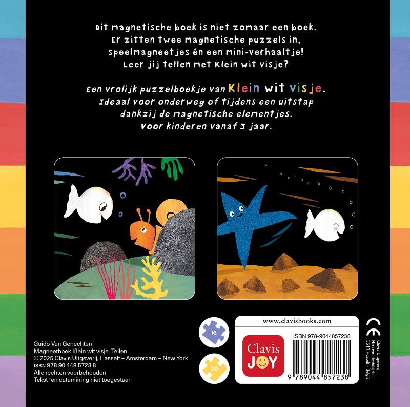 Achterkant van Magneetboek Klein wit visje.