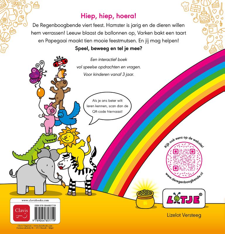 Achterkant van De Regenboogbende viert feest