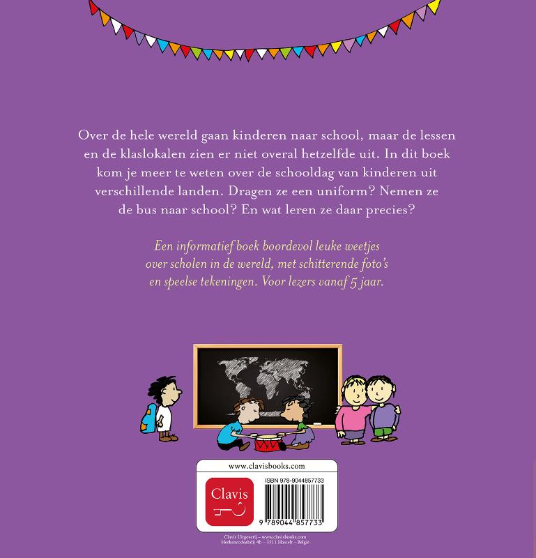 Achterkant van Wondere wereld. Naar school in de wereld